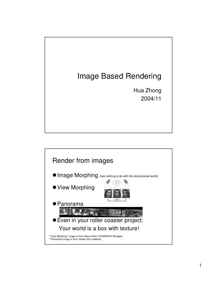 image based rendering