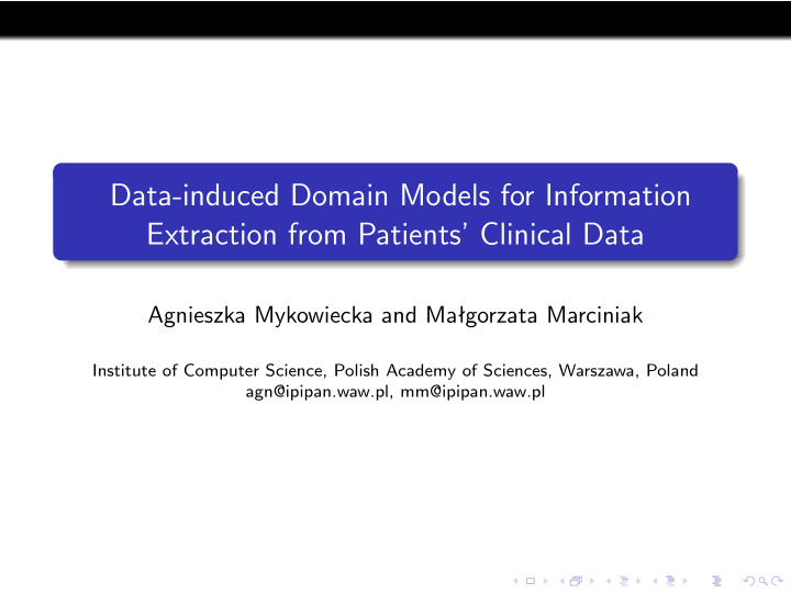 data induced domain models for information extraction