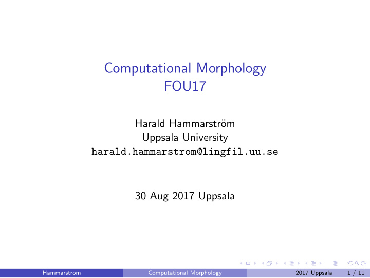 computational morphology fou17