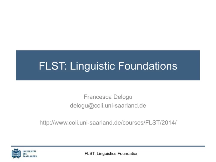 flst linguistic foundations
