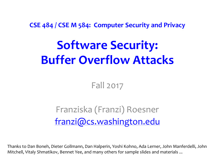 software security buffer overflow attacks