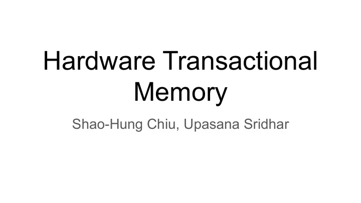 hardware transactional memory