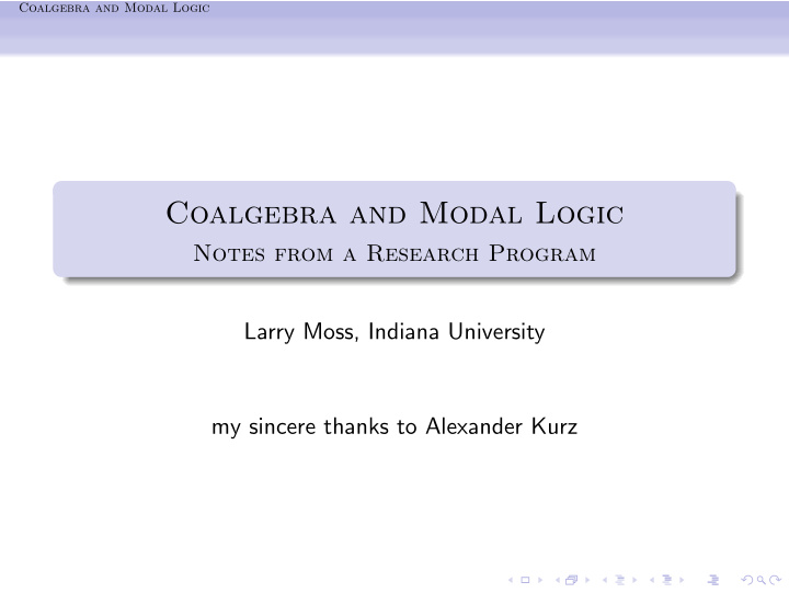 coalgebra and modal logic