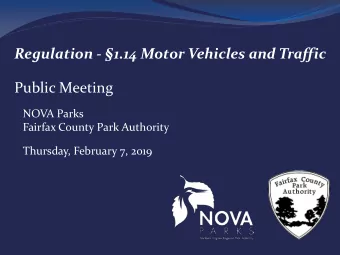 Regulation - 1.14 Motor Vehicles and Traffic  Public Meeting  NOVA Parks  Fairfax County Park