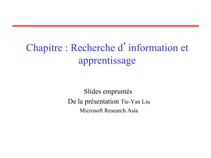 chapitre recherche d information et apprentissage