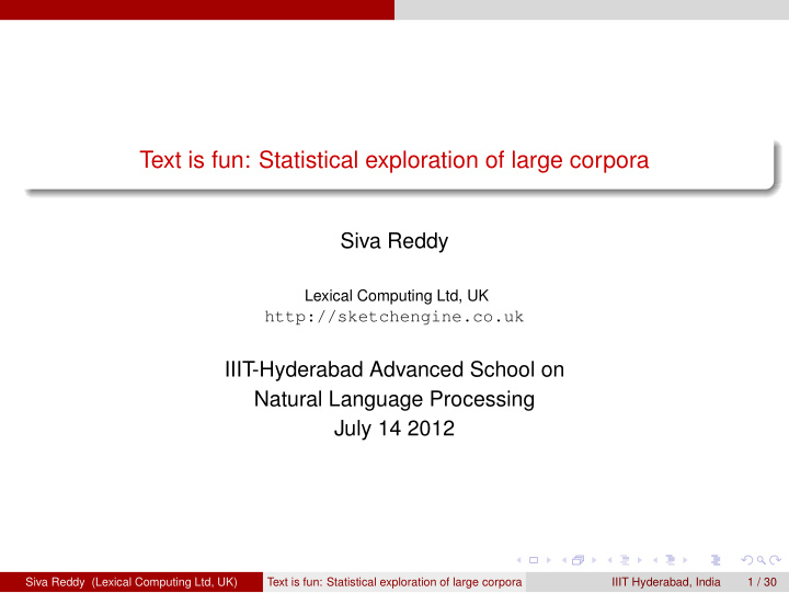 text is fun statistical exploration of large corpora