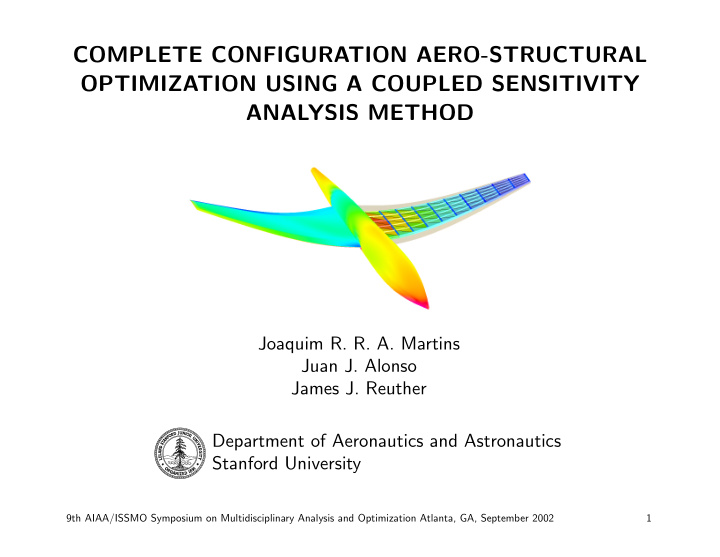 complete configuration aero structural optimization using