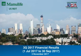 3Q 2017 Financial Results  (1 Jul 2017 to 30 Sep 2017)  3 November 2017  Important Notice This