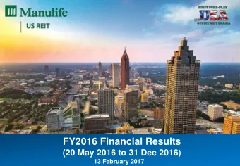 FY2016 Financial Results  (20 May 2016 to 31 Dec 2016)  13 February 2017  Important Notice This