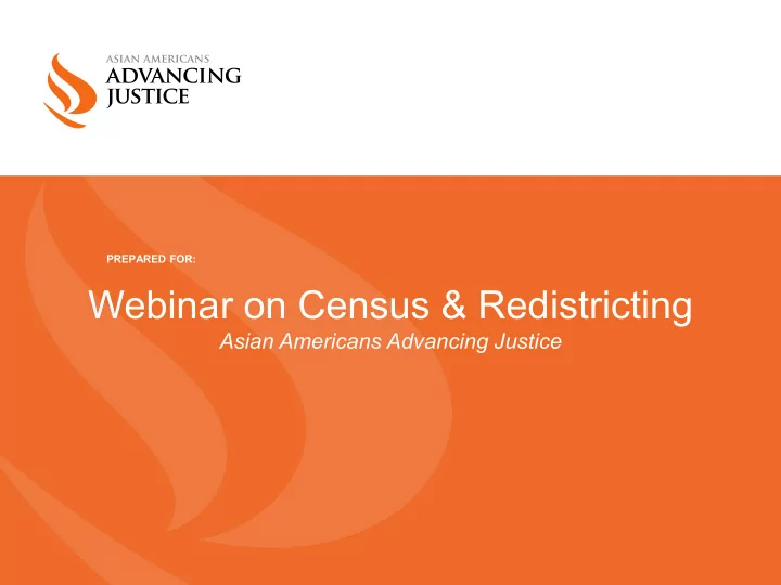 webinar on census redistricting