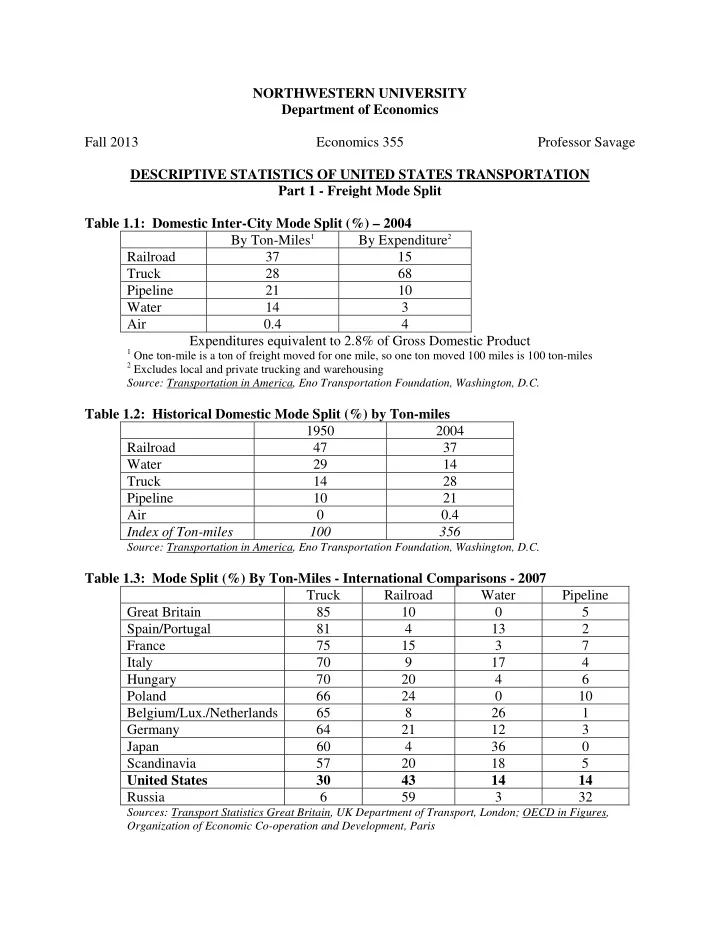 northwestern university department of economics fall 2013