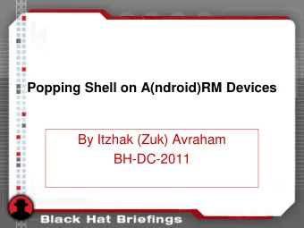 By Itzhak (Zuk) Avraham  BH-DC-2011  # /usr/bin/whoami  Itzhak Avraham (Zuk)  Founder &amp;