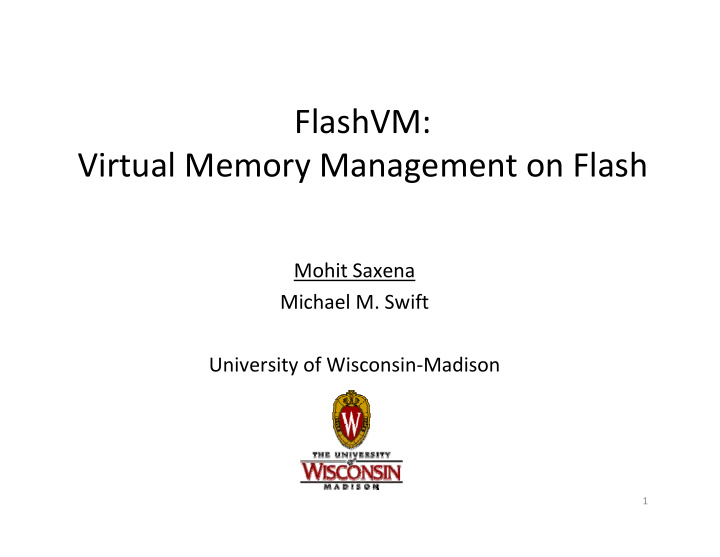 flashvm virtual memory management on flash
