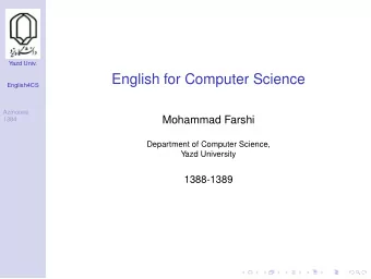 English for Computer Science  English4CS  Azmoone  Mohammad Farshi  1384  Department of Computer