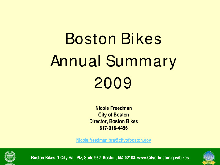 boston bikes annual summary 2009