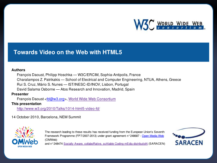 towards video on the web with html5