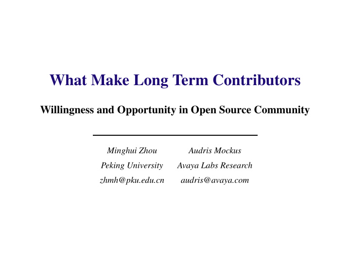 what make long term contributors