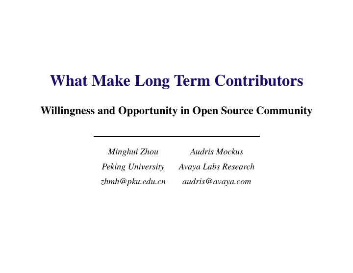 what make long term contributors