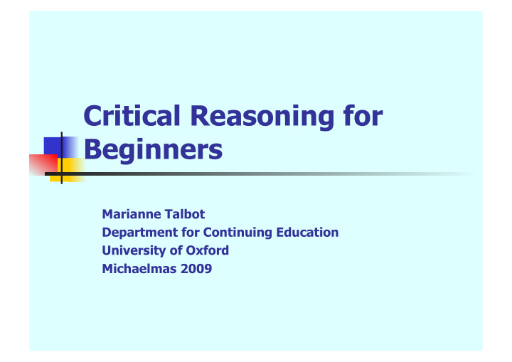 critical reasoning for beginners