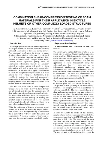 COMBINATION SHEAR-COMPRESSION TESTING OF FOAM  MATERIALS FOR THEIR APPLICATION IN BICYCLE HELMETS