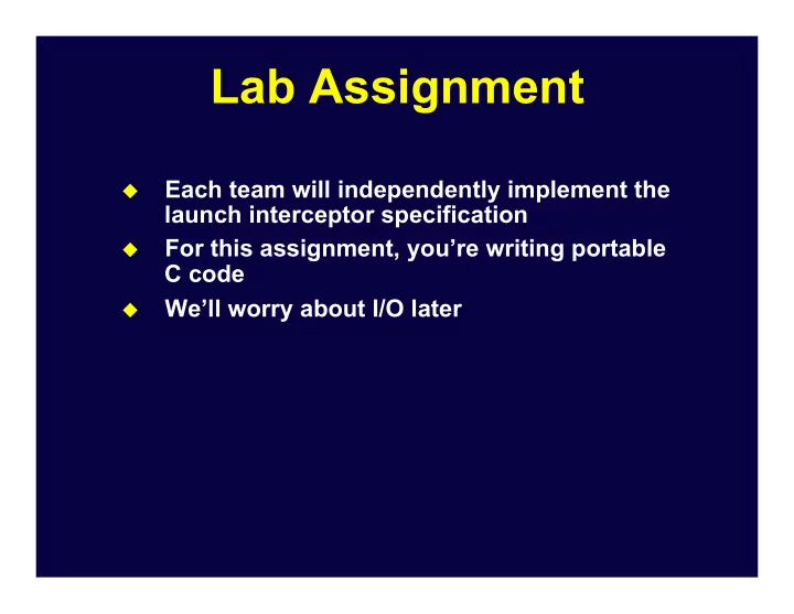 lab assignment