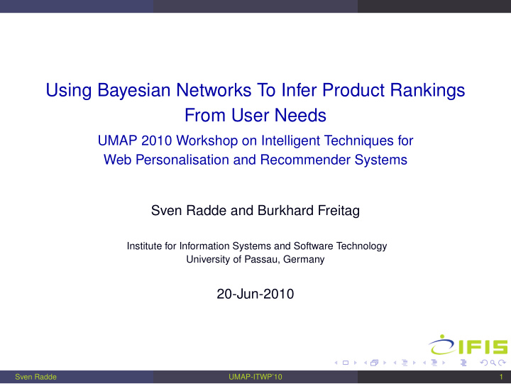 using bayesian networks to infer product rankings from