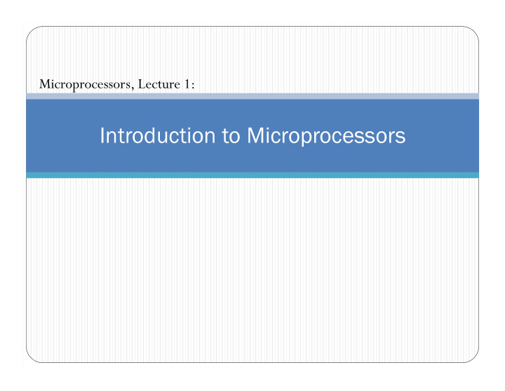 introduction to microprocessors computing systems