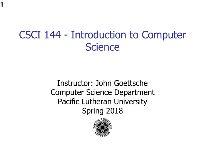 csci 144 introduction to computer