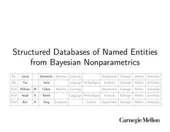 Structured Databases of Named Entities  from Bayesian Nonparametrics  Dr.  Jacob  Eisenstein