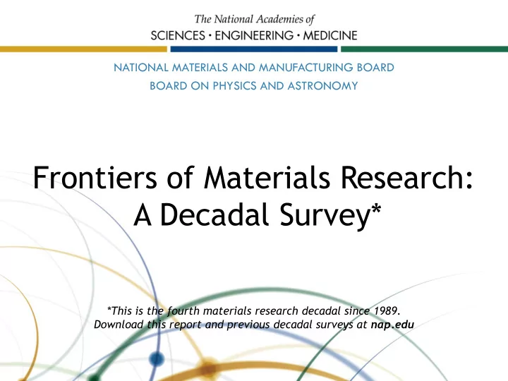 frontiers of materials research a decadal survey