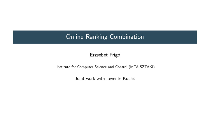online ranking combination