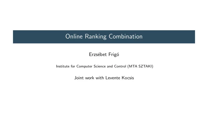 online ranking combination