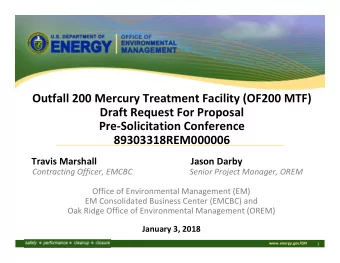 Outfall 200 Mercury Treatment Facility (OF200 MTF)  Draft Request For Proposal  PreSolicitation