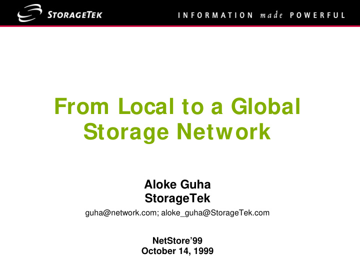 from local to a global storage network