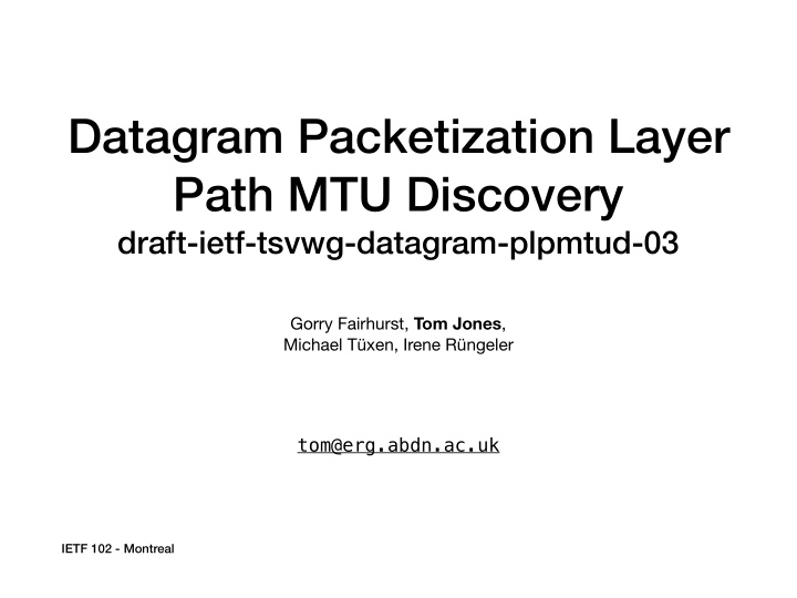 datagram packetization layer path mtu discovery