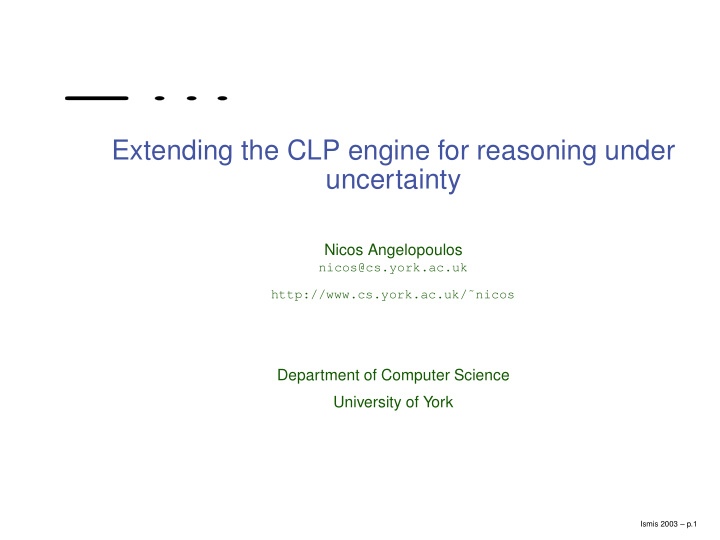 extending the clp engine for reasoning under uncertainty