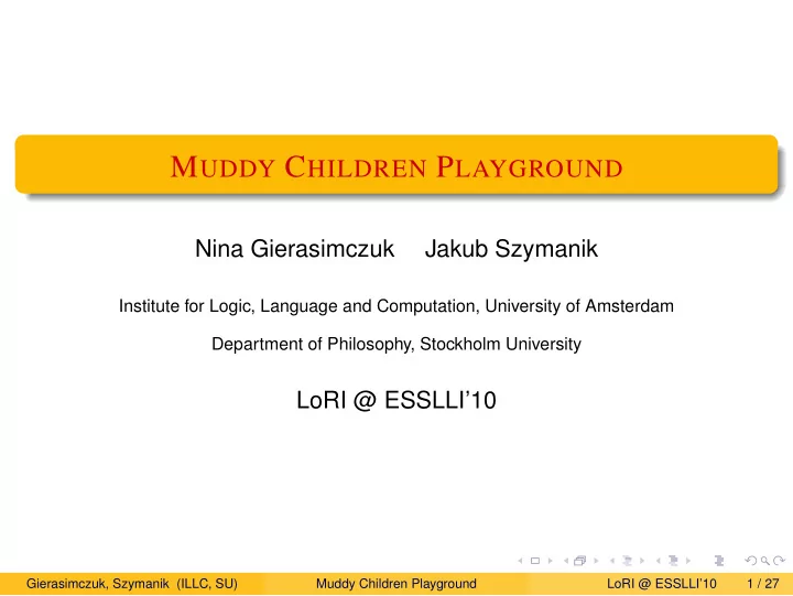 gierasimczuk szymanik illc su muddy children playground