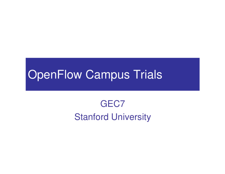 openflow campus trials