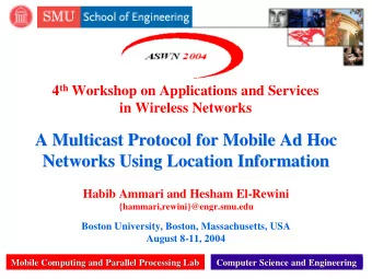 A Multicast Protocol for Mobile Ad Hoc  A Multicast Protocol for Mobile Ad Hoc  Networks Using