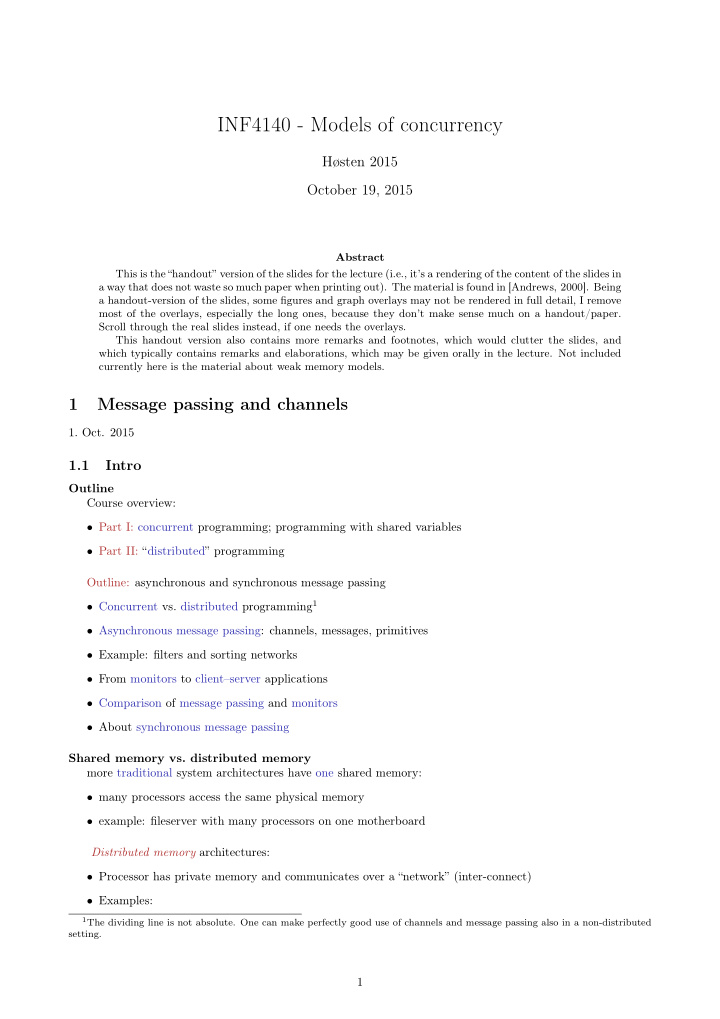 inf4140 models of concurrency