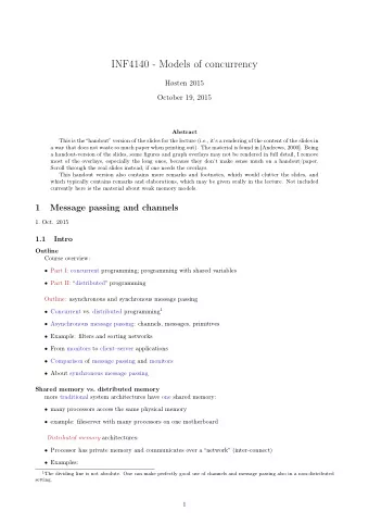 INF4140 - Models of concurrency  Hsten 2015  October 19, 2015  Abstract  This is the