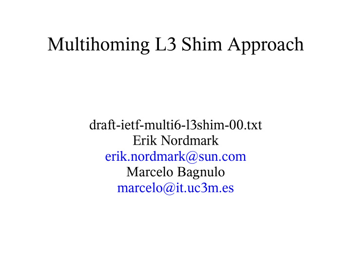multihoming l3 shim approach