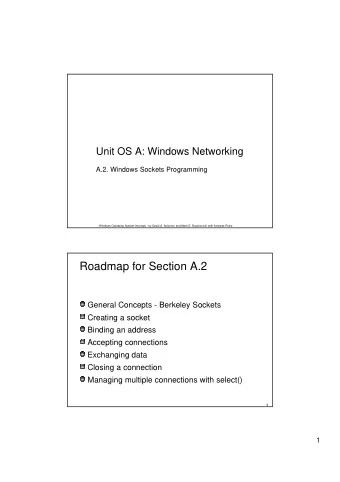 Roadmap for Section A.2  General Concepts - Berkeley Sockets  Creating a socket  Binding an address