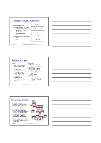 1  Interplay between routing and forwarding  routing algorithm  local forwarding table  header