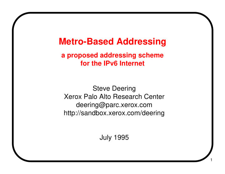 metro based addressing