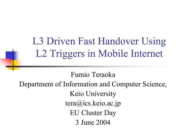 l3 driven fast handover using l2 triggers in mobile