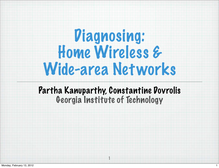 diagnosing home wireless wide area networks