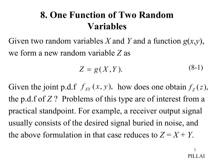 8 one function of two random variables