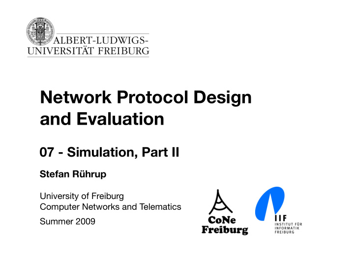 network protocol design and evaluation