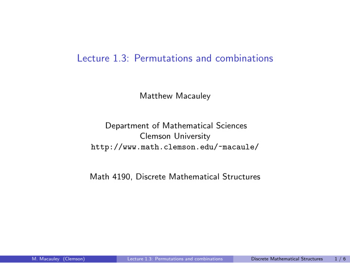 lecture 1 3 permutations and combinations